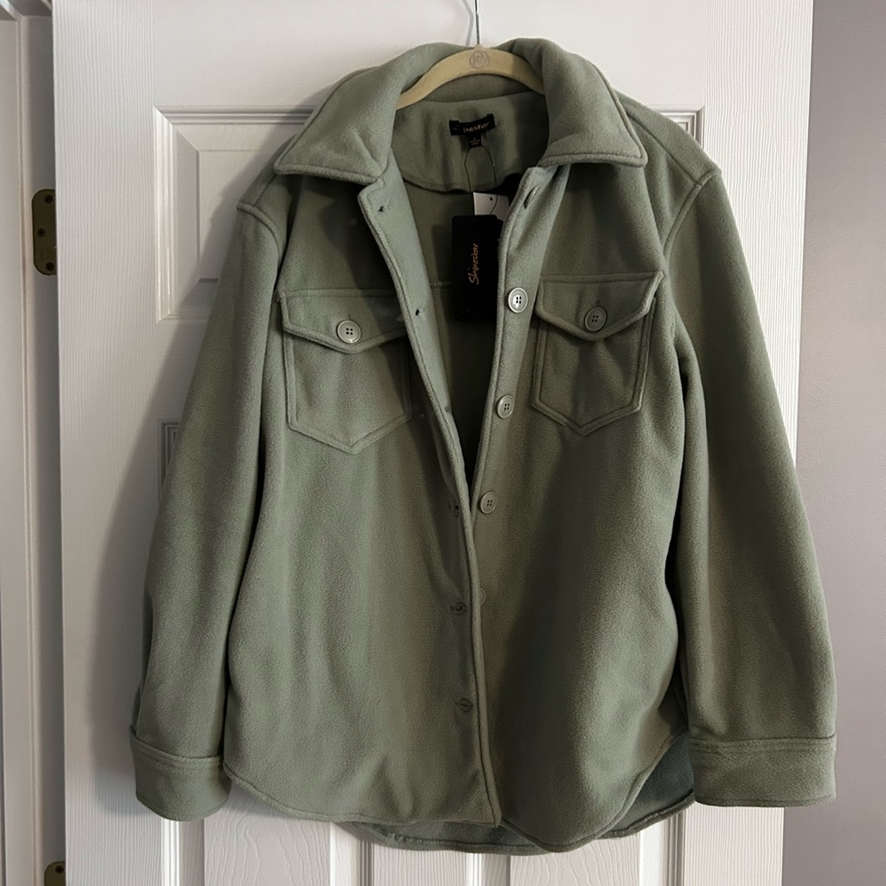 NWT Shinestar Buckle Fleece Shacket Top